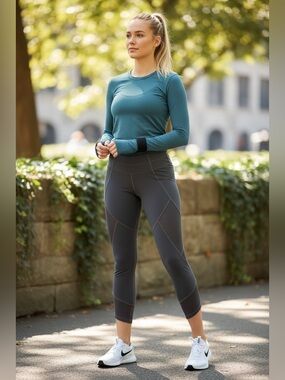 Athleta Mesh Insert Charcoal Capri Leggings Small